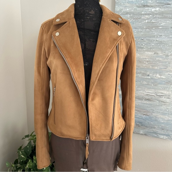 Abercrombie shortwaisted zipper buttersoft vegan suede Jacket Size M (fit Small) - Picture 10 of 10
